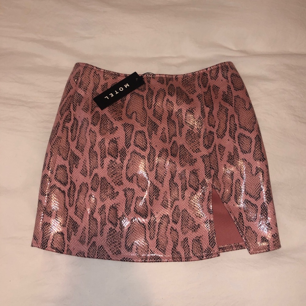 NWT Motel Rocks Pink Snake Mini Skirt